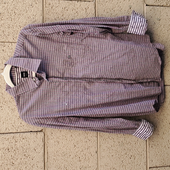 HUGO BOSS Men's Cotton Stretch Poplin Check Slim Fit Dress Shirt. - Picture 7 of 10